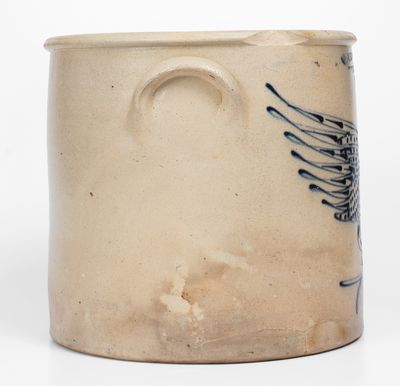 Very Fine WM. E. WARNER / WEST TROY Stoneware Crock w/ Elaborate Flying Eagle Decoration