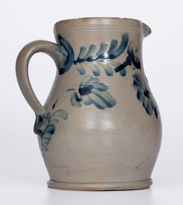 Extremely Rare One-Quart Stoneware Pitcher w/ Script 