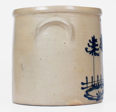 Very Rare 3 Gal. WHITES UTICA Stoneware Crock w/ Elaborate Standing Deer Decoration