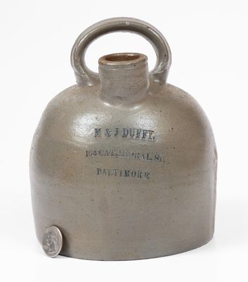 Scarce M. & J. DUFFY / 164 CATHEDRAL ST. / BALTIMORE Stoneware Liquor Jug