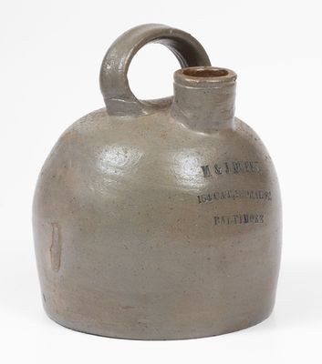 Scarce M. & J. DUFFY / 164 CATHEDRAL ST. / BALTIMORE Stoneware Liquor Jug