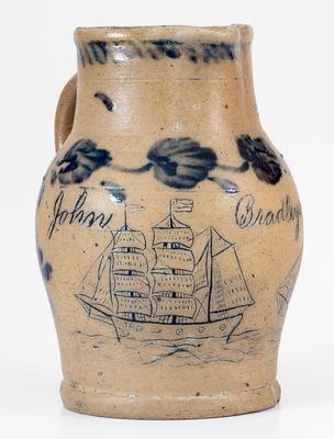 The John Bradley Incised Ship Growler: Remmey, Philadelphia, Stoneware Masterwork