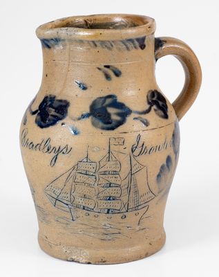 The John Bradley Incised Ship Growler, Remmey Family Masterwork, Philadelphia, PA