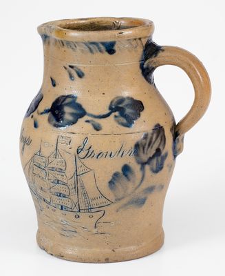 The John Bradley Incised Ship Growler, Remmey Family Masterwork, Philadelphia, PA