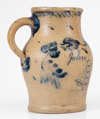 The John Bradley Incised Ship Growler, Remmey Family Masterwork, Philadelphia, PA