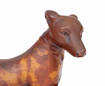 Very Rare Stoneware Whippet Figure attrib. Joseph Bell, Muskingum County, Ohio