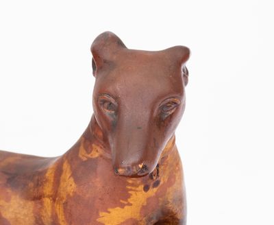 Very Rare Stoneware Whippet Figure attrib. Joseph Bell, Muskingum County, Ohio