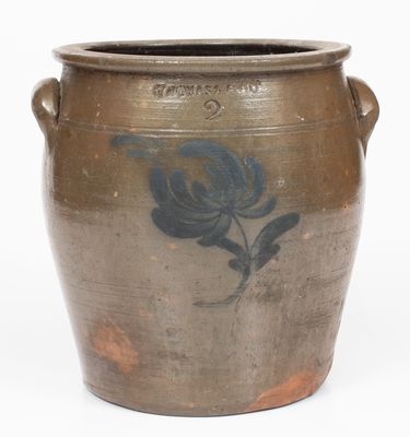 2 Gal. THOMAS & BRO., Huntingdon, PA, Stoneware Jar w/ Floral Decoration