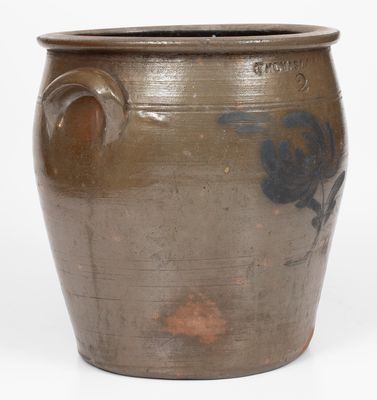 2 Gal. THOMAS & BRO., Huntingdon, PA, Stoneware Jar w/ Floral Decoration