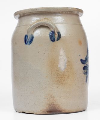 Extremely Rare M. & T. MILLER / NEWPORT, PA 3 Gal. Stoneware Jar w/ Grapes Decoration