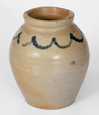 Small-Sized Ovoid Stoneware Jar w/ Swag Decoration, Manhattan, early 19th century