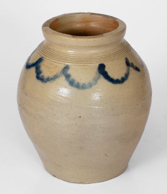 Small-Sized Ovoid Stoneware Jar w/ Swag Decoration, Manhattan, early 19th century