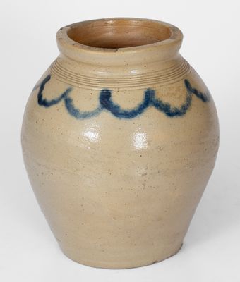 Small-Sized Ovoid Stoneware Jar w/ Swag Decoration, Manhattan, early 19th century