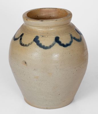 Small-Sized Ovoid Stoneware Jar w/ Swag Decoration, Manhattan, early 19th century