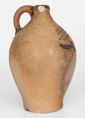 Small-Sized C. CROLIUS / MANHATTAN-WELLS / NEW-YORK Incised Stoneware Jug