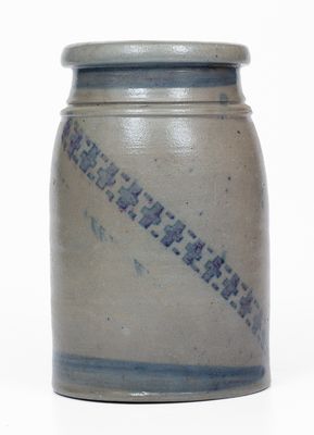 Western PA Stoneware Canning Jar w/ Stenciled Decoration