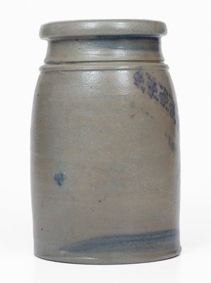 Western PA Stoneware Canning Jar w/ Stenciled Decoration