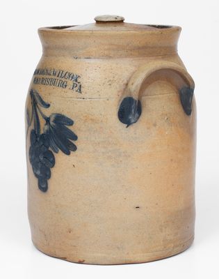 COWDEN & WILCOX / HARRISBURG, PA Stoneware Lidded Jar w/ Grapes Decoration