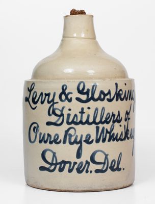 Levy & Glosking / Distillers of / Pure Rye Whiskey / Dover. Del. Stoneware Jug