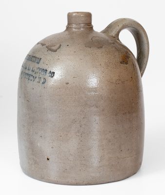 Rare SALISBURY, MD Stoneware Advertising Jug Marked by Peter Herrmann, Baltimore