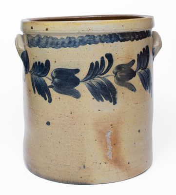 5 Gal. attrib. Richard Remmey Stoneware Crock w/ Floral Decoration