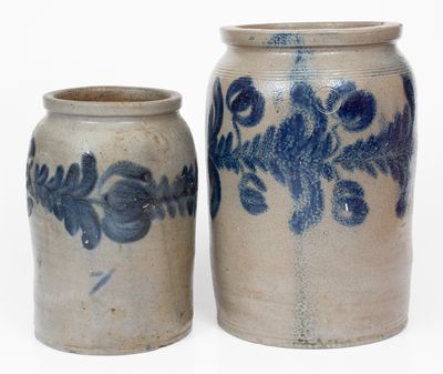 Lot of Two: Stoneware Jars w/ Floral Decoration, Baltimore, MD, circa 1825