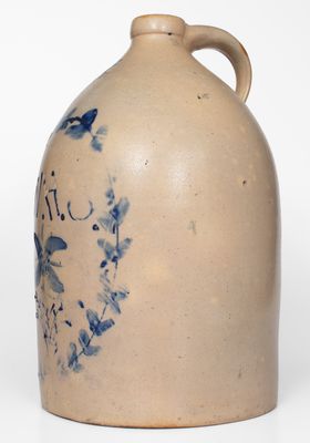 Unusual 5 Gal. EVAN R. JONES / PITTSTON, PA Stoneware Jug Inscribed 