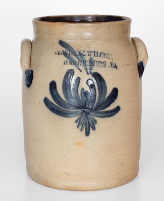 1 Gal. COWDEN & WILCOX / HARRISBURG, PA Stoneware Jar w/ Floral Decoration