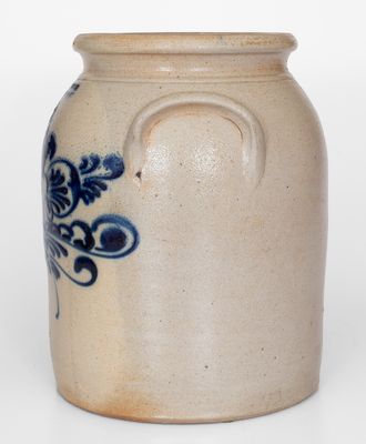 2 Gal. J. & E. NORTON / BENNINGTON, VT Stoneware Jar w/ Slip-Trailed Floral Decoration