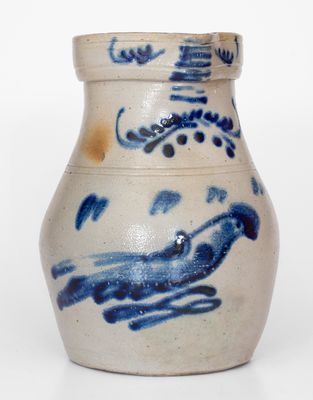 1 Gal. Stoneware Pitcher w/ Slip-Trailed Bird Decoration, Somerset, Mass.