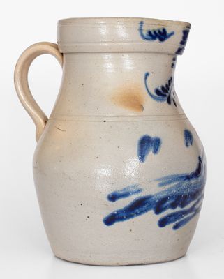 1 Gal. Stoneware Pitcher w/ Slip-Trailed Bird Decoration, Somerset, Mass.