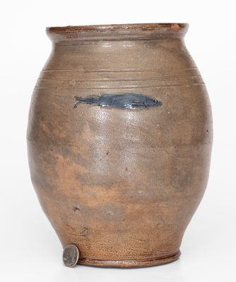 Scarce Stoneware Jar w/ Impressed Fish attrib. Frederick Carpenter, Boston, late 18th century