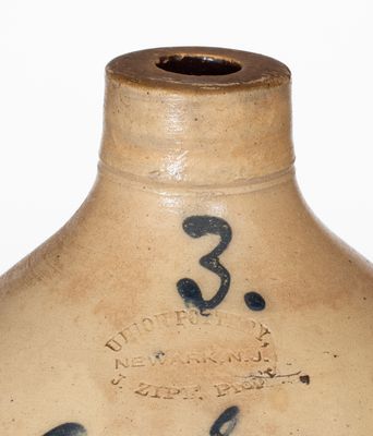 3 Gal. Brooklyn, NY Stoneware Script Advertising Jug, UNION POTTERY / NEWARK, NJ