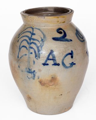"AG" (Austin Graves, Ohio) Stoneware Jar with Freehand Decoration