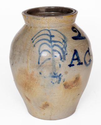 "AG" (Austin Graves, Ohio) Stoneware Jar with Freehand Decoration