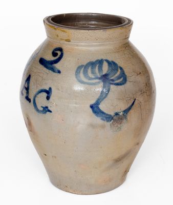 "AG" (Austin Graves, Ohio) Stoneware Jar with Freehand Decoration