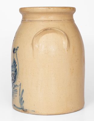 2 Gal. N. CLARK JR. / ATHENS, NY Stoneware Jar w/ Bird Decoration