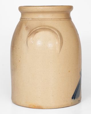 2 Gal. N. CLARK JR. / ATHENS, NY Stoneware Jar w/ Bird Decoration