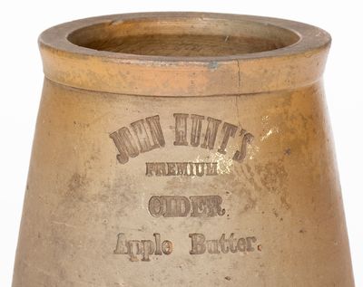 JOHN HUNT S / PREMIUM / CIDER / Apple Butter Stoneware Jar