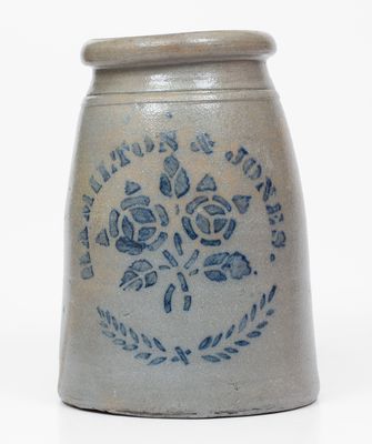 HAMILTON & JONES Stoneware Canning Jar w/ Stenciled Rose Decoration