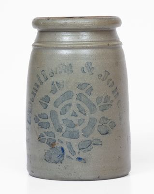 Small-Sized HAMILTON & JONES Stoneware Canning Jar w/ Stenciled Rose Decoration