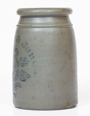 Small-Sized HAMILTON & JONES Stoneware Canning Jar w/ Stenciled Rose Decoration