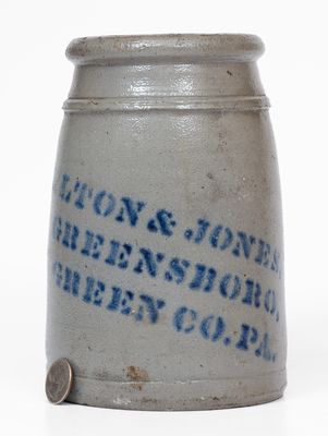 HAMILTON & JONES / GREENSBORO / GREEN CO., PA Stoneware Canning Jar