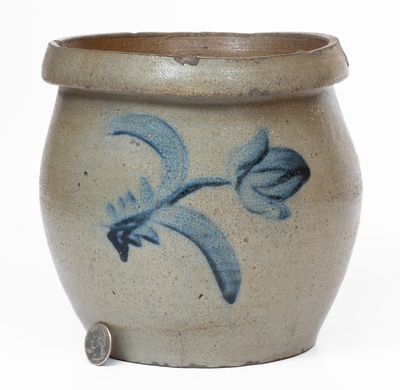 Rockingham County, VA Stoneware Cream Jar w/ Floral Decoration