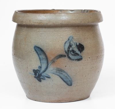 Rockingham County, VA Stoneware Cream Jar w/ Floral Decoration