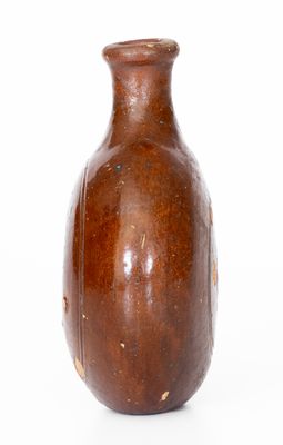 Rare Moravian Redware Flask, Salem, NC, late 18th / early 19th century