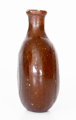 Rare Moravian Redware Flask, Salem, NC, late 18th / early 19th century