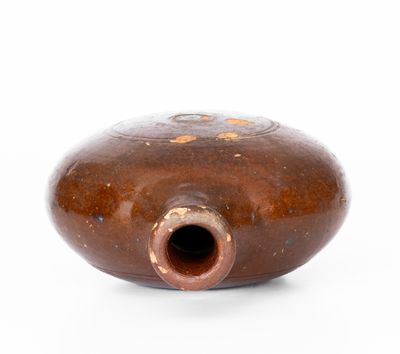 Rare Moravian Redware Flask, Salem, NC, late 18th / early 19th century