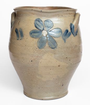 Fine Albany, NY 4 Gal. Stoneware Jar w/ Bold Incised Floral Decoration