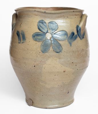 Fine Albany, NY 4 Gal. Stoneware Jar w/ Bold Incised Floral Decoration